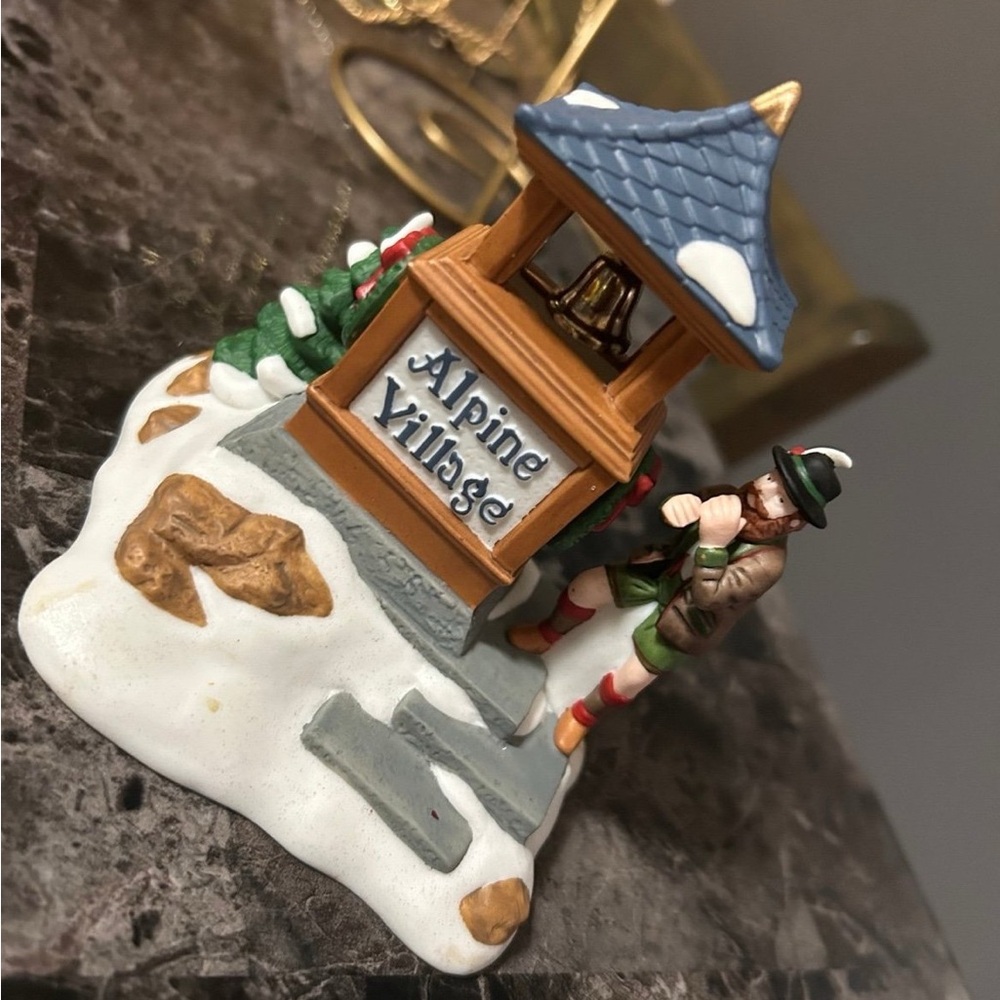 Department 56 Alpine Village Bell Tower with Blue Roof